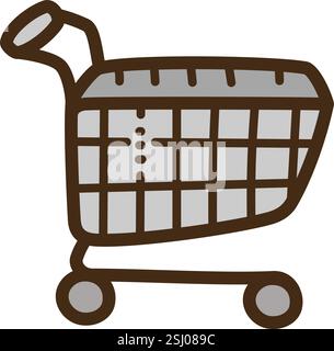 Shopping cart vector doodle illustration and graphic. Part of ecommerce category. Stock Vector