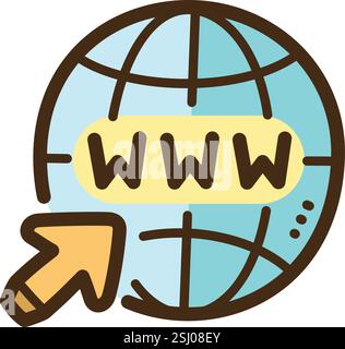 Global business vector doodle illustration and graphic. Part of ecommerce category. Stock Vector