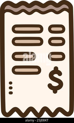 Receipt vector doodle illustration and graphic. Part of ecommerce category. Stock Vector