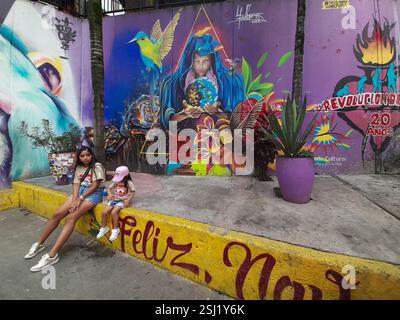 Graffiti on a wall at Comuna 13, Medellin, Antioquia, Colombia Stock Photo