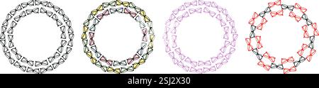 Eyeglasses multicolored and monochrome Circular frame borders. Thematic cards Copyspace Template Set. Isolated Vector illustration Thematic cards or web promo banner, leaflets, print materials or tags Stock Vector