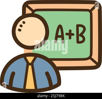Teacher vector doodle illustration and graphic. Part of education category. Stock Vector