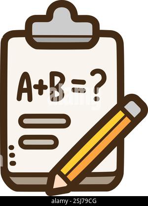 Exam vector doodle illustration and graphic. Part of elearning category. Stock Vector