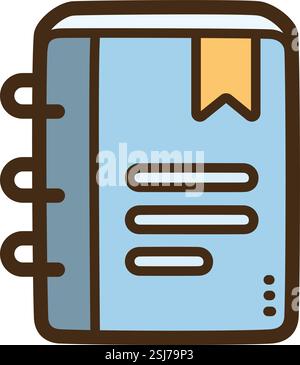 Book vector doodle illustration and graphic. Part of elearning category. Stock Vector