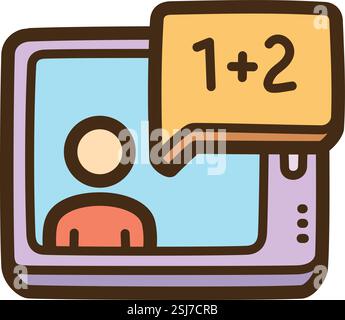 Tablet vector doodle illustration and graphic. Part of elearning category. Stock Vector