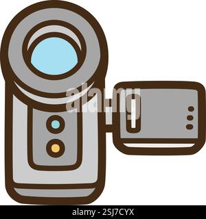 Camcorder vector doodle illustration and graphic. Part of electronic category. Stock Vector