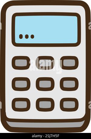 Calculator vector doodle illustration and graphic. Part of education category. Stock Vector