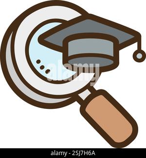 Search scholarship vector doodle illustration and graphic. Part of education category. Stock Vector