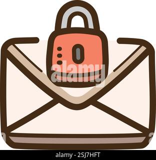 Email security vector doodle illustration and graphic. Part of emails category. Stock Vector