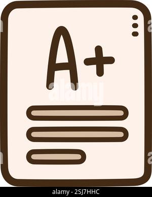 Test score vector doodle illustration and graphic. Part of education category. Stock Vector