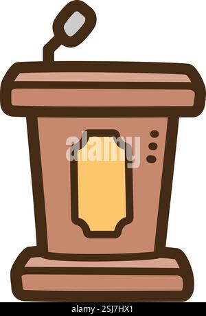 Podium vector doodle illustration and graphic. Part of education category. Stock Vector