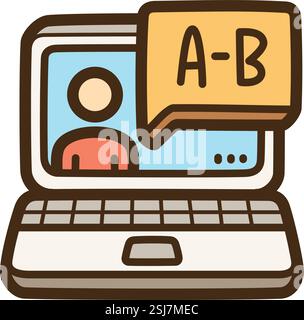 Online study vector doodle illustration and graphic. Part of elearning category. Stock Vector