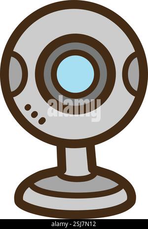Webcam vector doodle illustration and graphic. Part of elearning category. Stock Vector