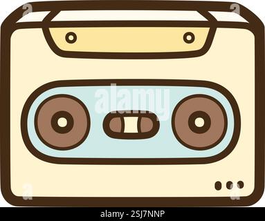 Cassette vector doodle illustration and graphic. Part of electronic category. Stock Vector