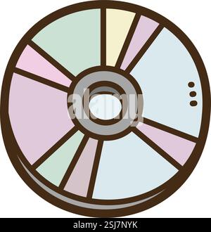 Compact disc vector doodle illustration and graphic. Part of electronic category. Stock Vector