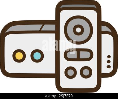 Tv box vector doodle illustration and graphic. Part of electronic category. Stock Vector