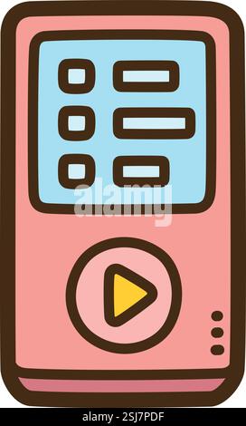 Audio player vector doodle illustration and graphic. Part of electronic category. Stock Vector