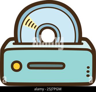 Video player vector doodle illustration and graphic. Part of electronic category. Stock Vector
