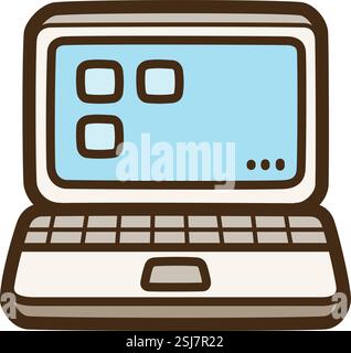 Laptop vector doodle illustration and graphic. Part of electronic category. Stock Vector