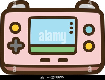 Game console vector doodle illustration and graphic. Part of electronic category. Stock Vector