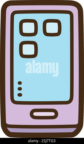 Mobile phone vector doodle illustration and graphic. Part of electronic category. Stock Vector