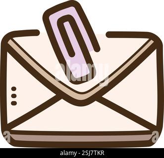 Attachment vector doodle illustration and graphic. Part of emails category. Stock Vector