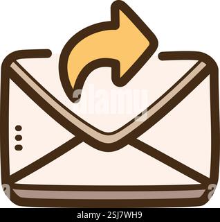 Email forwarding vector doodle illustration and graphic. Part of emails category. Stock Vector