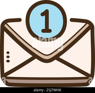 Email notification vector doodle illustration and graphic. Part of emails category. Stock Vector