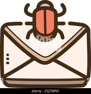 Email bug vector doodle illustration and graphic. Part of emails category. Stock Vector