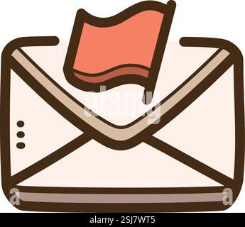 Email flag vector doodle illustration and graphic. Part of emails category. Stock Vector