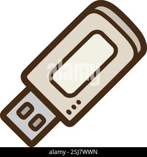 Usb storage vector doodle illustration and graphic. Part of electronic category. Stock Vector