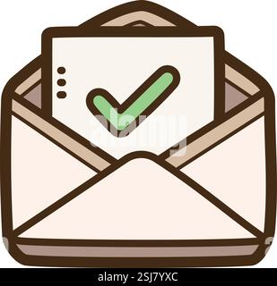 Email checkmark vector doodle illustration and graphic. Part of emails category. Stock Vector