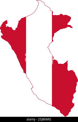 Peru Map with Flag Colors vector illustration Stock Vector