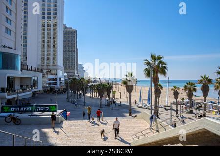 Tel Aviv beach front Promenade and seashore Stock Photo
