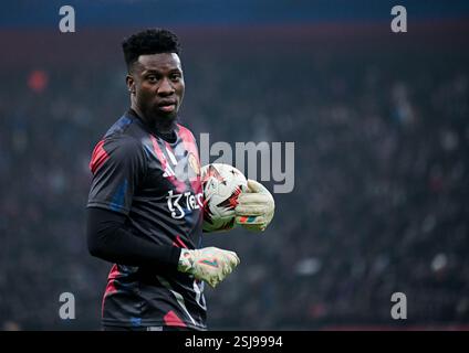 Manchester United goalkeeper André Onana (24) warm up during the
