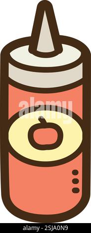 Tomato ketchup vector doodle illustration and graphic. Part of fast food category. Stock Vector