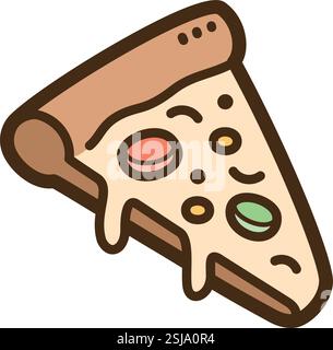 Pizza vector doodle illustration and graphic. Part of fast food category. Stock Vector