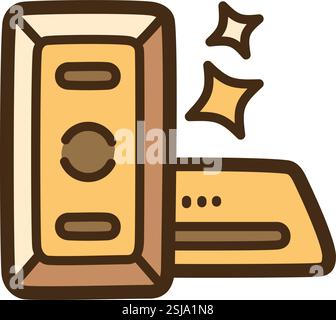 Gold vector doodle illustration and graphic. Part of finance category. Stock Vector