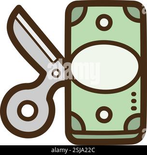 Cost cut vector icon. Price cheaper reduce flat icon, reduction rate ...