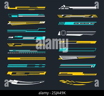 Sport decals. Racing car vinyl stickers with dynamic geometric shapes, motorsport hood stripes and fast speed lines. Decal designs for race cars Stock Vector