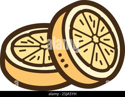 Lemonade slice vector doodle illustration and graphic. Part of food and beverages category. Stock Vector