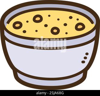 Corn soup vector doodle illustration and graphic. Part of fast food category. Stock Vector