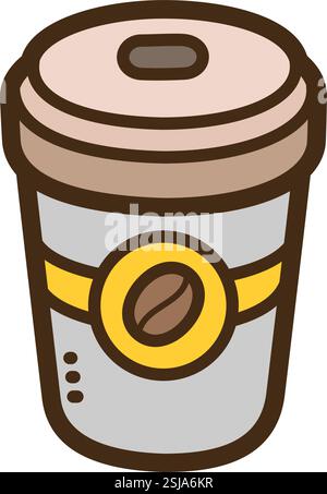 Coffee cup vector doodle illustration and graphic. Part of fast food category. Stock Vector