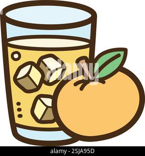 Orange drink vector doodle illustration and graphic. Part of fresh beverage category. Stock Vector
