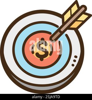 Target vector doodle illustration and graphic. Part of finance category. Stock Vector