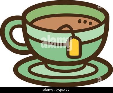 Cup of tea vector doodle illustration and graphic. Part of food and beverages category. Stock Vector