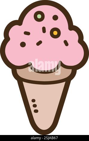 Ice cream vector doodle illustration and graphic. Part of food and beverages category. Stock Vector