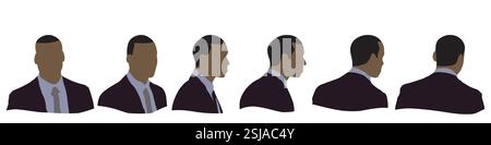 Conceptual human head isolated on white background as abstract avatar as a set or collection banner for social design concept. Human closeup anonymous Stock Vector