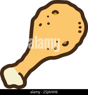 Fried chicken vector doodle illustration and graphic. Part of fast food category. Stock Vector