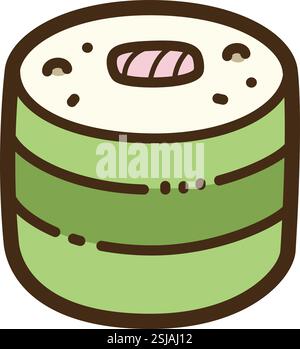 Spicy tuna roll vector doodle illustration and graphic. Part of fast food category. Stock Vector